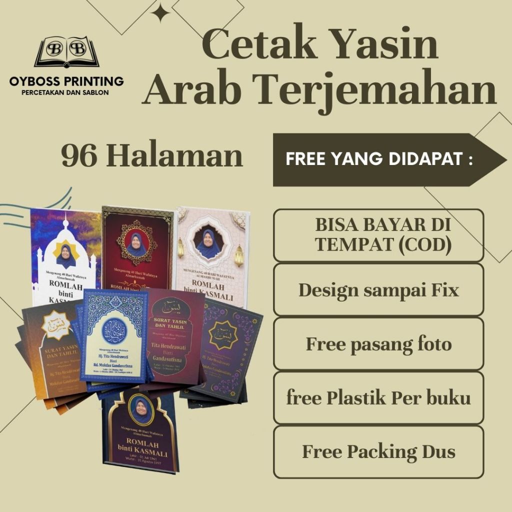 Cetak Buku Yasin dan Tahlil Terjemahan free foto custom I Cetak Yasin terjemahan tahlil surat waqiah