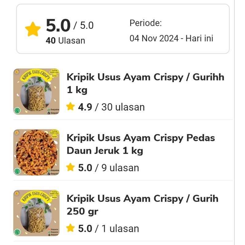 

Sekar_Shop07 Kripik Usus Ayam Crispy / Gurih 1 Kg - Snack / Keripik / Makanan Ringan / Cemilan Enak