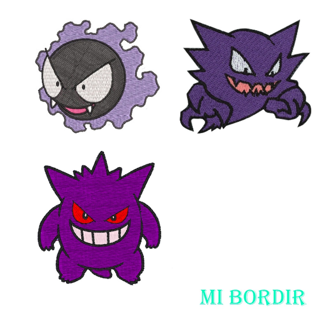 Patch / Emblem Bordir Pokemon Gastly Haunter Gengar