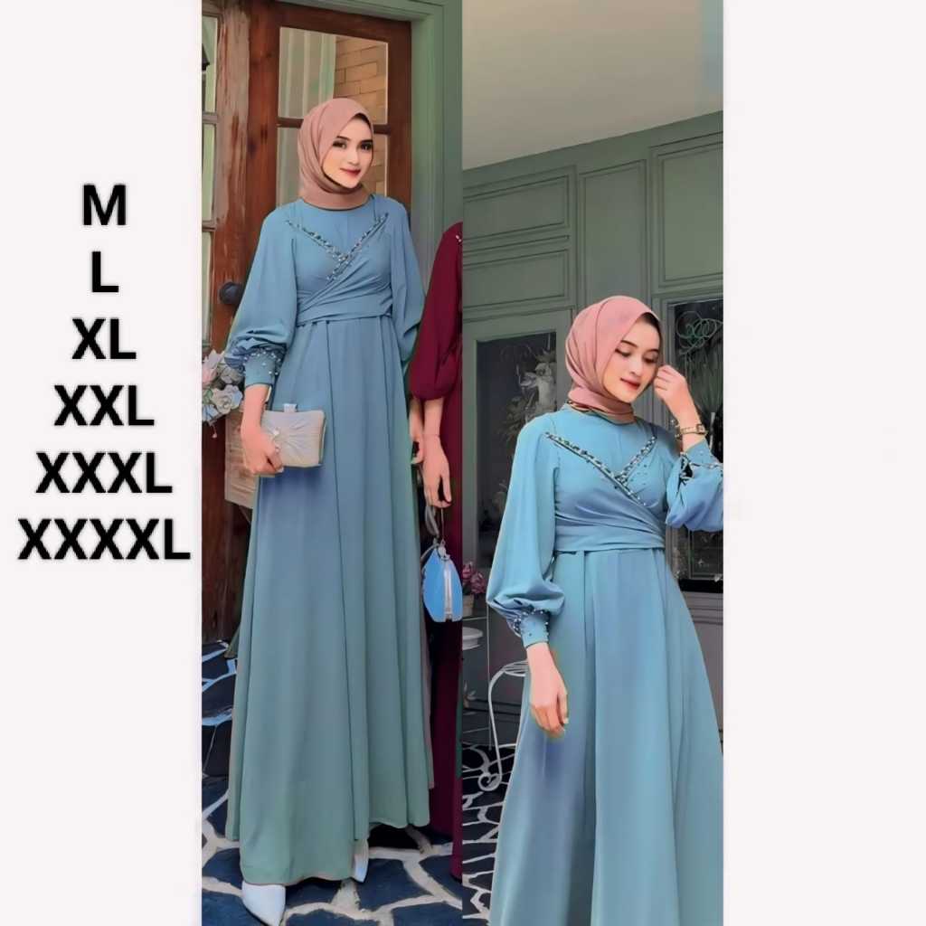 COD Gamis Wanita Super Jumbo M L XL XXL 3XL 4XL Ld 100-140ccm // Laela Dress Ceruty Babydoll Mix Pay
