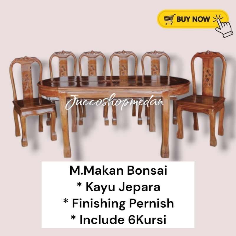 [ Jucco ] Meja Makan Kayu set 6 Kursi Makan Kayu - Meja Makan Jepara Murah set Kursi - Meja Makan Pa