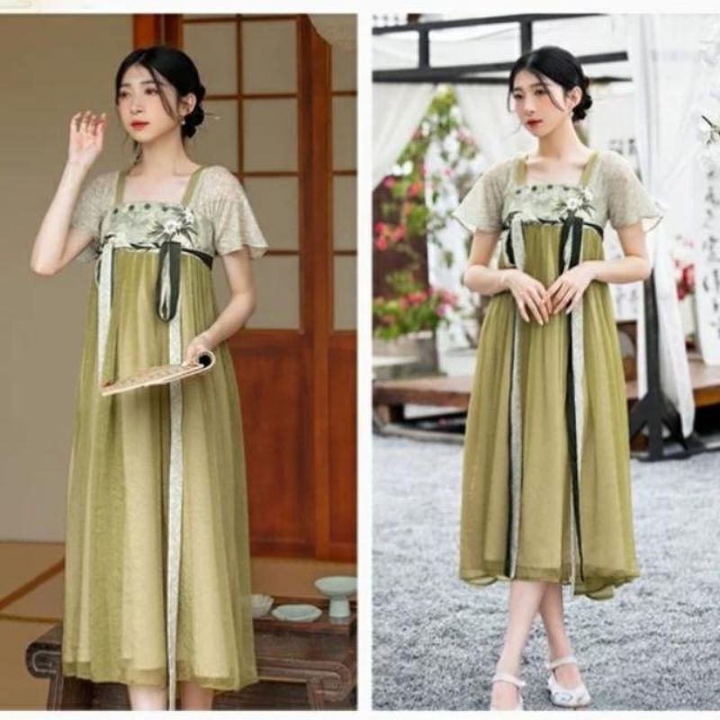 98005 Baju Mididress CNY IMLEK RONGXI CHEST-HIGHT HANFU HANBOK MIDI DRESS Chinese New Year wanita pr