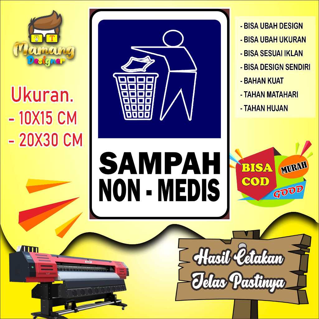 

Cetak Stiker Keren Tempat Sampah Non Medis Biru