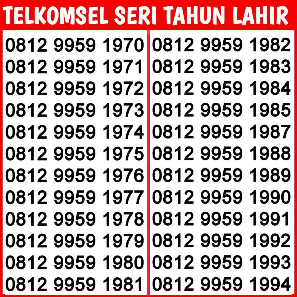TAHUN LAHIR SERI 9959 dan 4199 KARTU PERDANA NOMOR CANTIK SIMPATI TELKOMSEL PRABAYAR 4G - 5G LTE