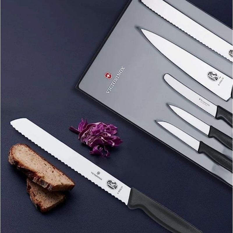 VICTORINOX KITCHEN KNIFE PISAU SET‎ 5.1163.5 - 5 PIECE BLACK HANDLES