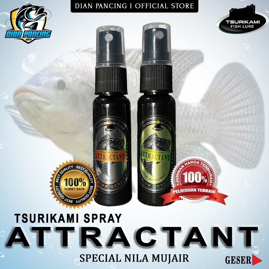 Essen Attractant Tsurikami Spray Spesial Nila Mujair Lele Ikan Mas Bawal Isi 30ml