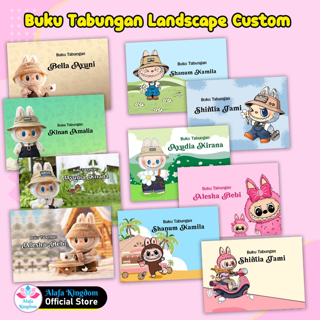 

Alafakingdom Buku Tabungan Custom Tema Labubu Landscape