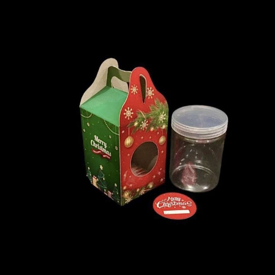 

( 5 pcs ) Kardus Jinjing Natal Box Toples Tabung Jar 600ml isi 1 Dus Hampers Christmas 10x10x12cm