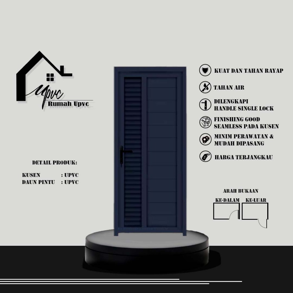 PINTU UPVC.KAMAR TIDUR.PINTU UTAMA.(GREY/ABU-ABU PREMIUM)