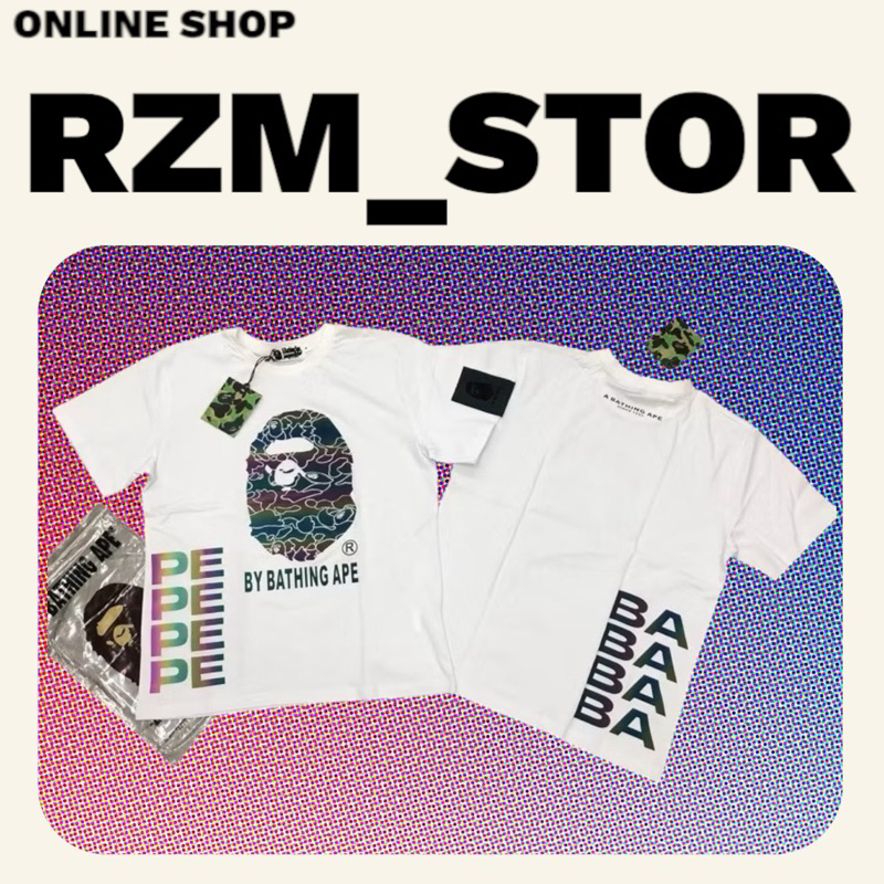 Ready stock kaos Bape reflective ️tee (2 colours) t-shirt A bathing Ape premium