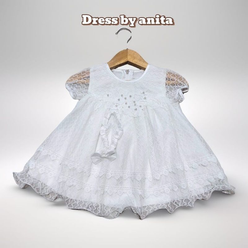 Gaun bayi putih, gaun newborn,gaun akikah, dress bayi, dress bayi newborn