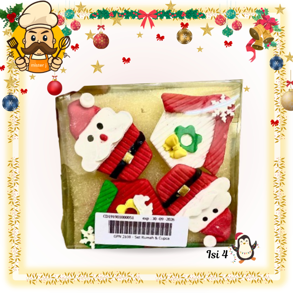 

Gumpaste Tema Natal Merry Christmas | Gumpaste hiasan kue Natal | Hiasan Kue Natal bisa dimakan