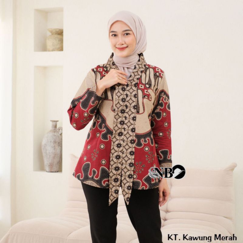 Atasan Batik Wanita Seragam Kerja Kantor Kebaya Lengan Panjang