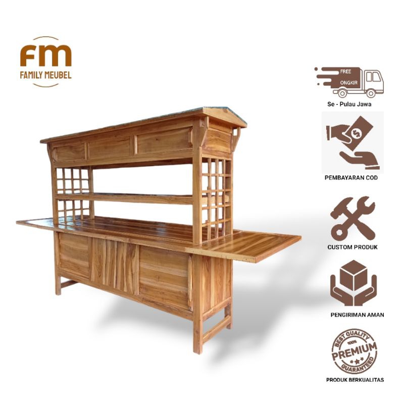 Gerobak Angkringan panjang 3 Meter – bisa Custom Desain, Siap Usaha