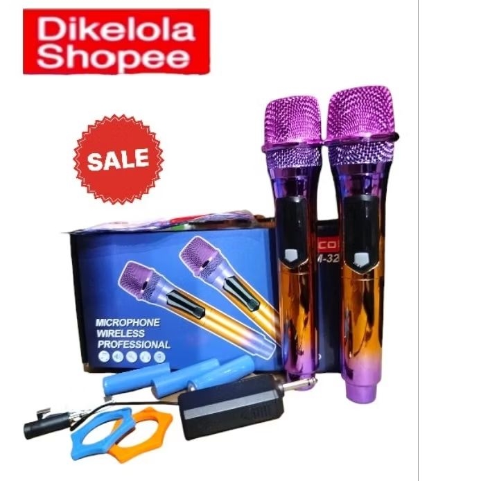 MIC KARAOKE PROPESIONAL TANPA KABEL WIRELESS BLUETOOTH CAS RECHARGE SUARA BAGUS