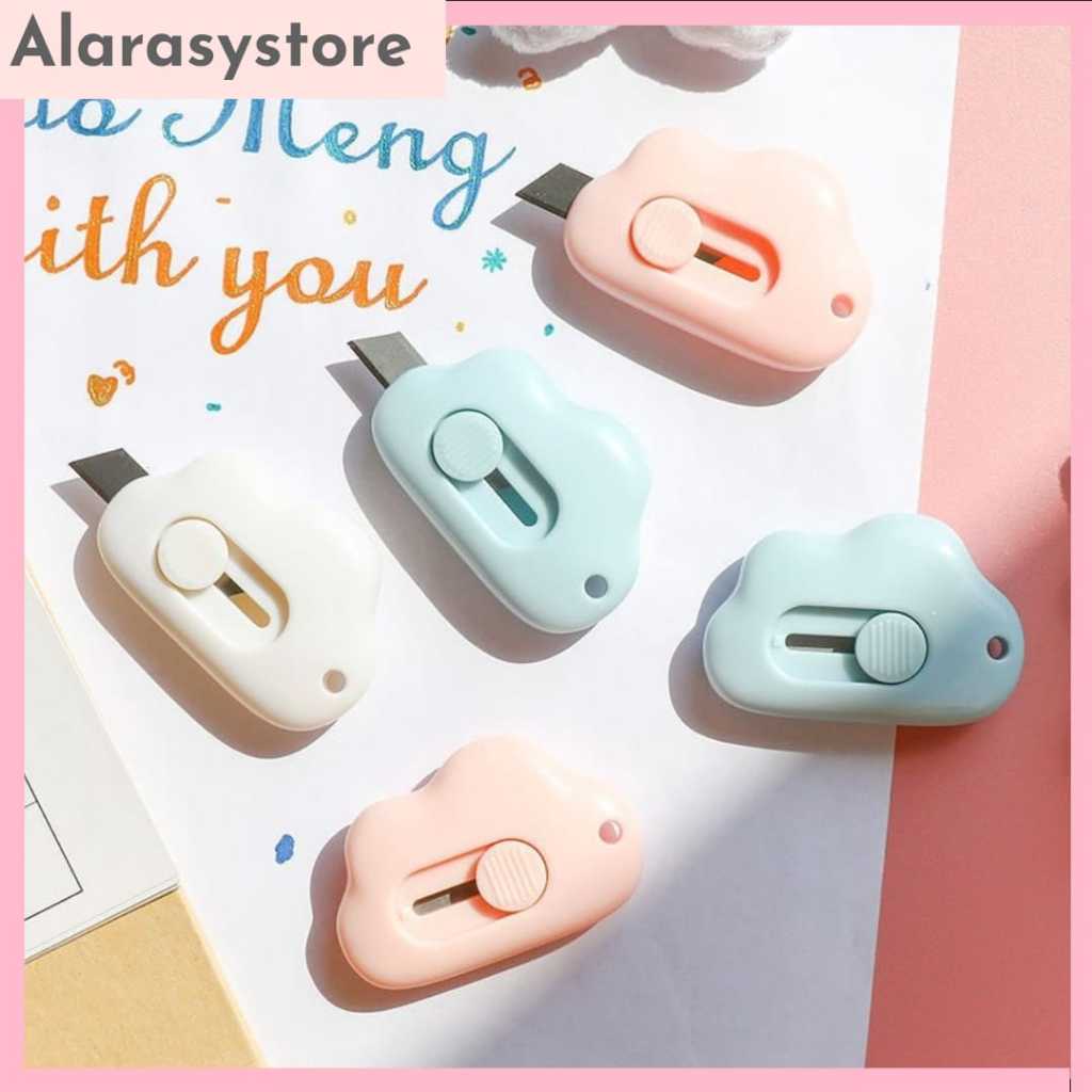 

Pisau Pemotong Mini Cutter Mini Portable Bentuk Awan Cloud Warna Pastel Lucu