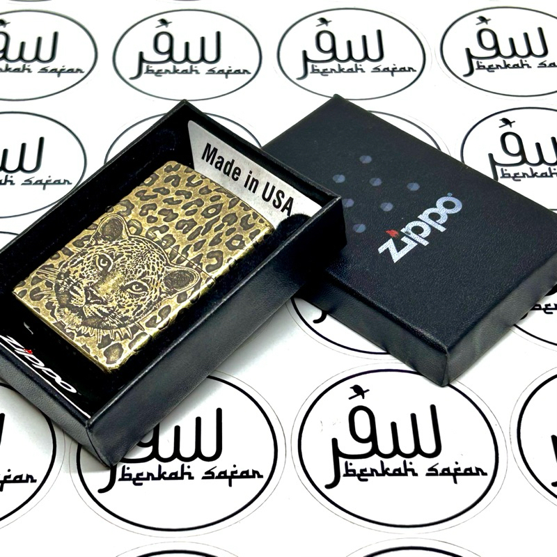 Zippo Gold Antique Leopard Engraved Original