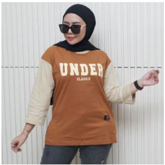 Baju Atasan Wanita UNDER Oversize Lengan 3/4 Kaos Reglan Atasan Wanita Oversize Dinarry Fst Autentic