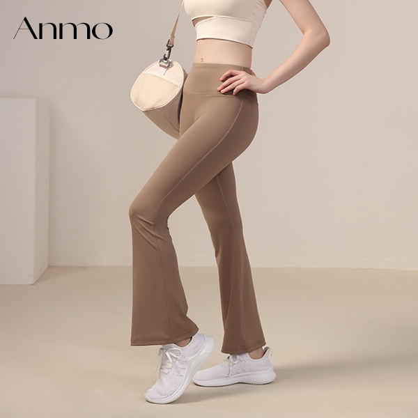 ANMO- Celana Legging Wanita Flare Pants Legging Celana Sport Wanita Legging Olahraga Wanita Celana L
