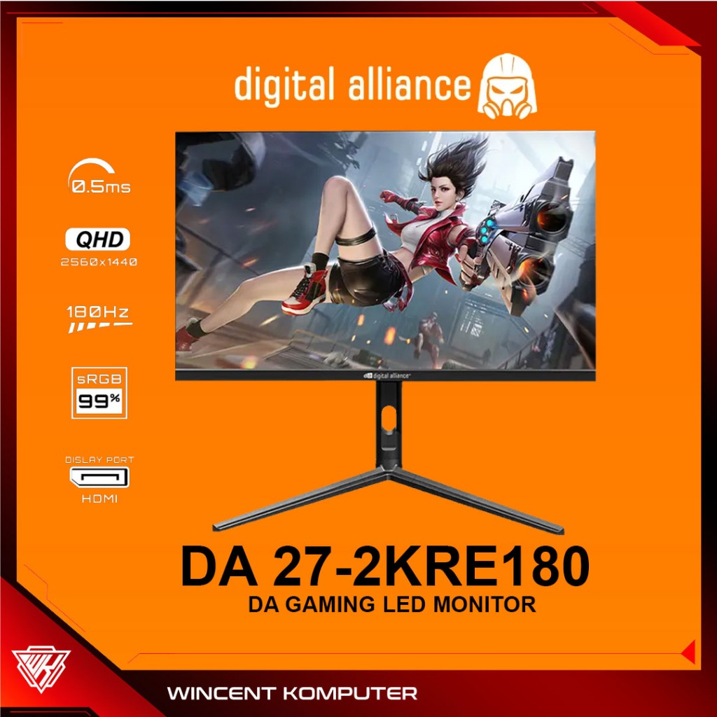 Monitor Gaming Digital Alliance 27" 180Hz IPS 2K 1ms 99% SRGB DA27-2KRE180