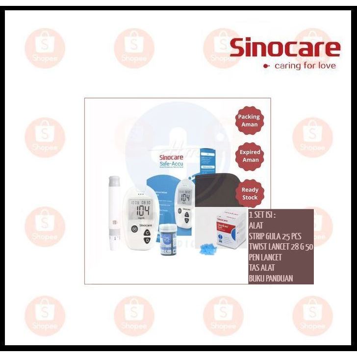 Paket Sinocare Sinoheart Alat Cek Gula Darah / 1 SET Alat Ukur Gula Darah Sinocare