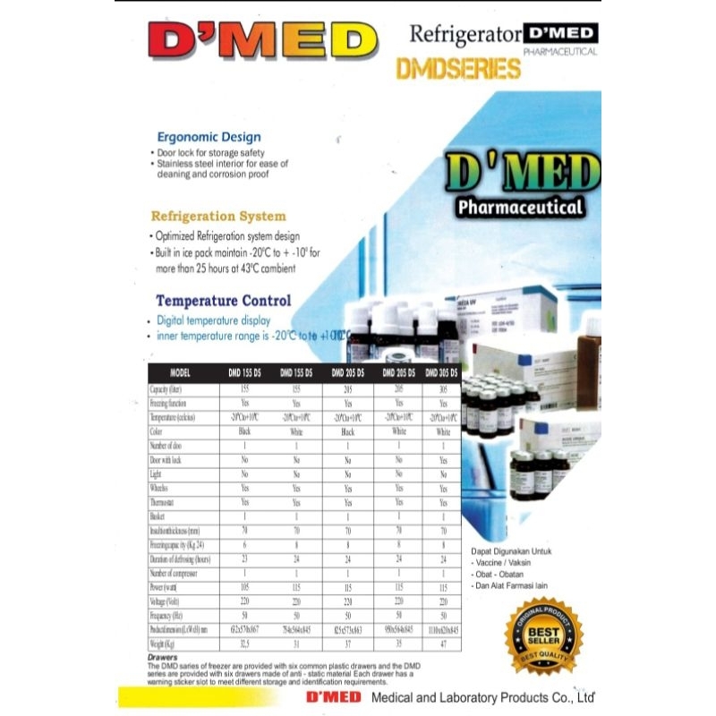 KULKAS VAKSIN DMED / REFRIGERATOR FREEZER VACCINE D'MED  / KULKAS REFRIGERATOR VAKSIN DMED 155 Liter