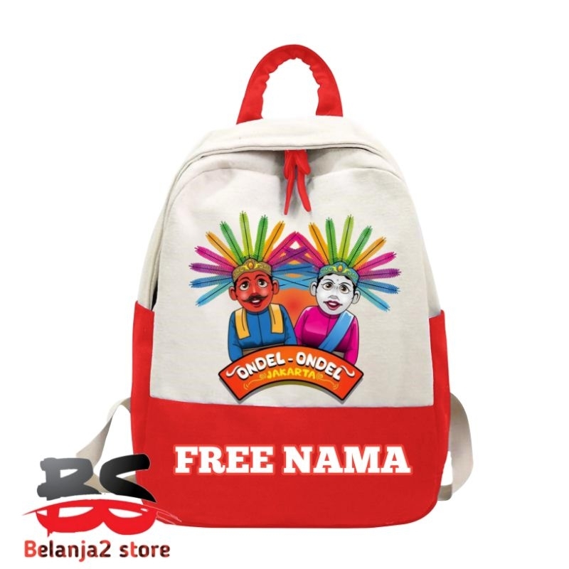 (FREE NAMA )Tas ransel anak Ondel2 Tas Anak Unisex