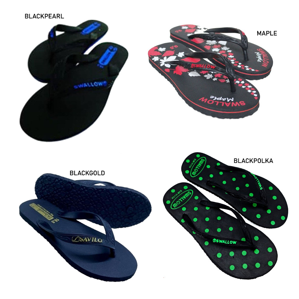 SANDAL JEPIT SWALLOW BLACK PEARL & BLACK GOLD & BLACK POLKA & MAPLE