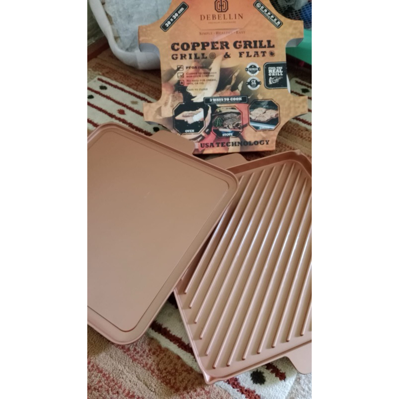 Debellin Copper Grill Flat Series Anti Lengket atau Pemanggang BBQ