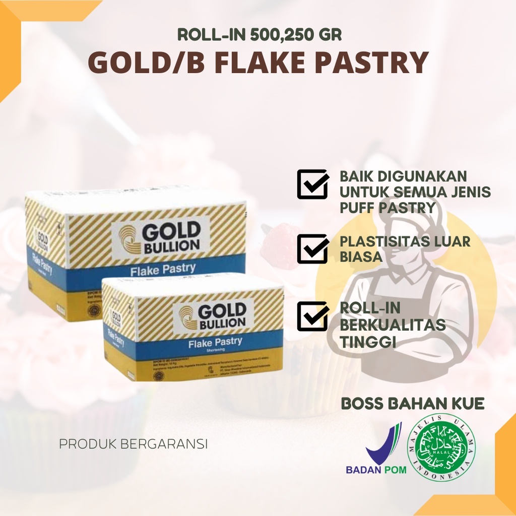 

Gold Bullion Flake Pastry REPACK 500gr / KORSVET