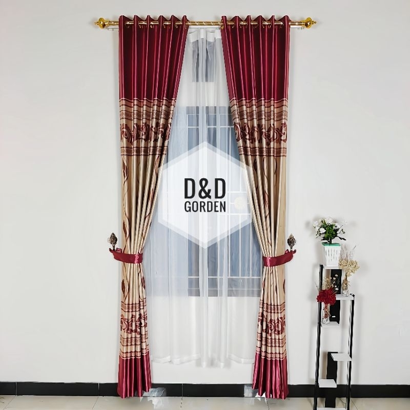 Gorden Pintu Jendela Blackout Minimalis Motif Bunga Tulip