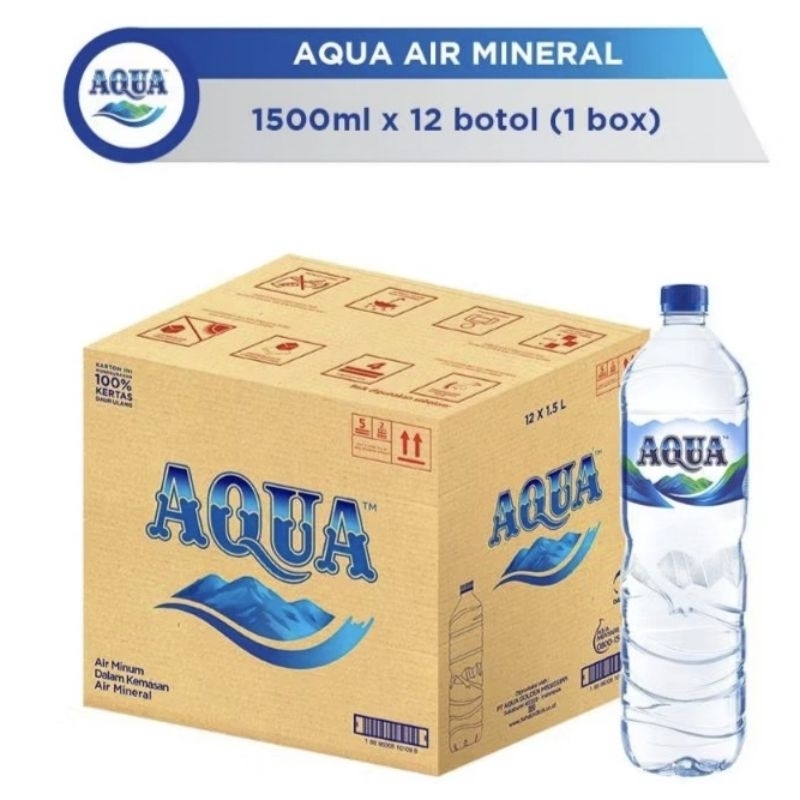 

AQUA air mineral 1 karton isi 12 botol @1500ml