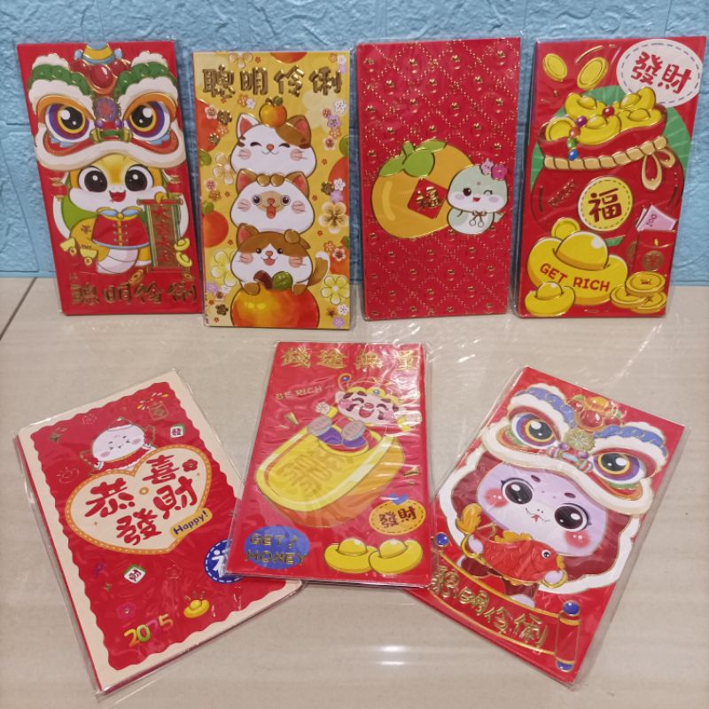 

[Mix] Angpao Panjang imlek isi 6pcs/pack motif campur - Angpau chinese new year snake edisi tahun baru 2025 (amplop/ ang pao / ang pau besar motif ular)