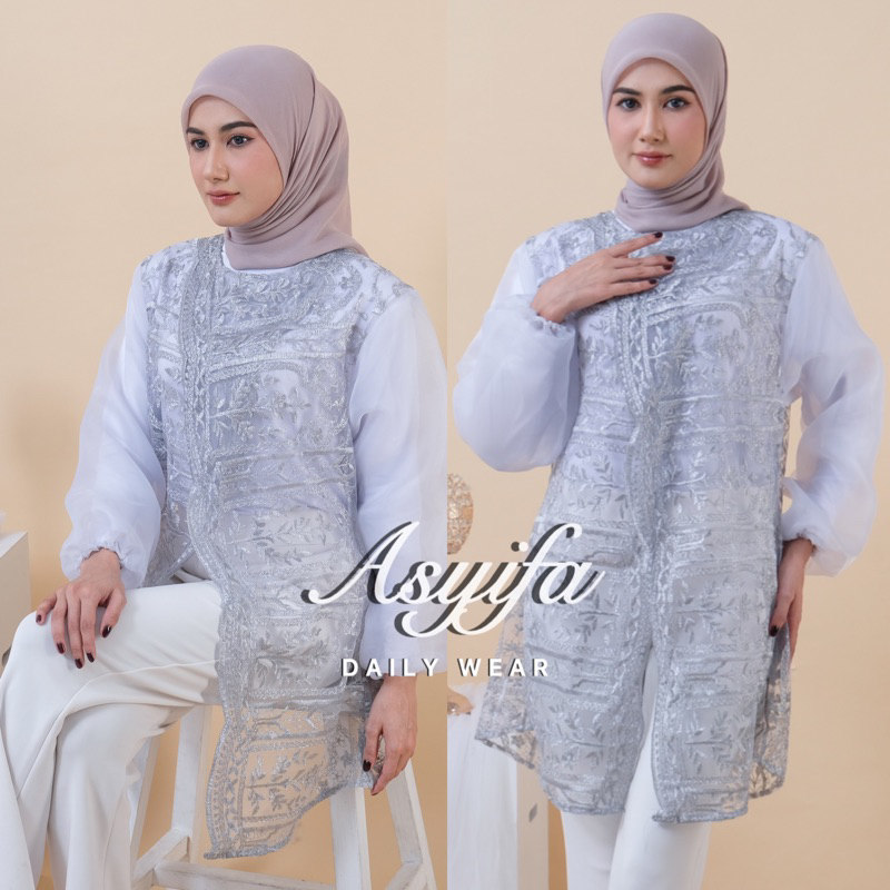 CHAYRA OUTER BROKAT MIX TILLE / TUNIK BROKAT/ CARDIGAN / OUTFIT KONDANGAN, WISUDAAN, BRIDESMAID, BAJ