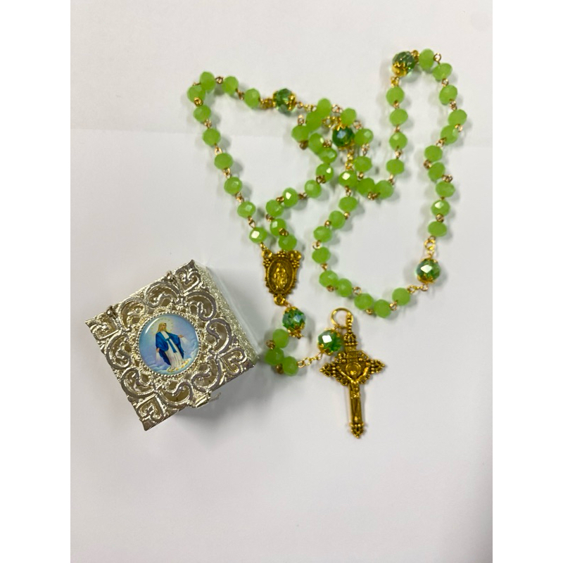 ROSARIO KATOLIK MANIK KRISTAL hijau, box random
