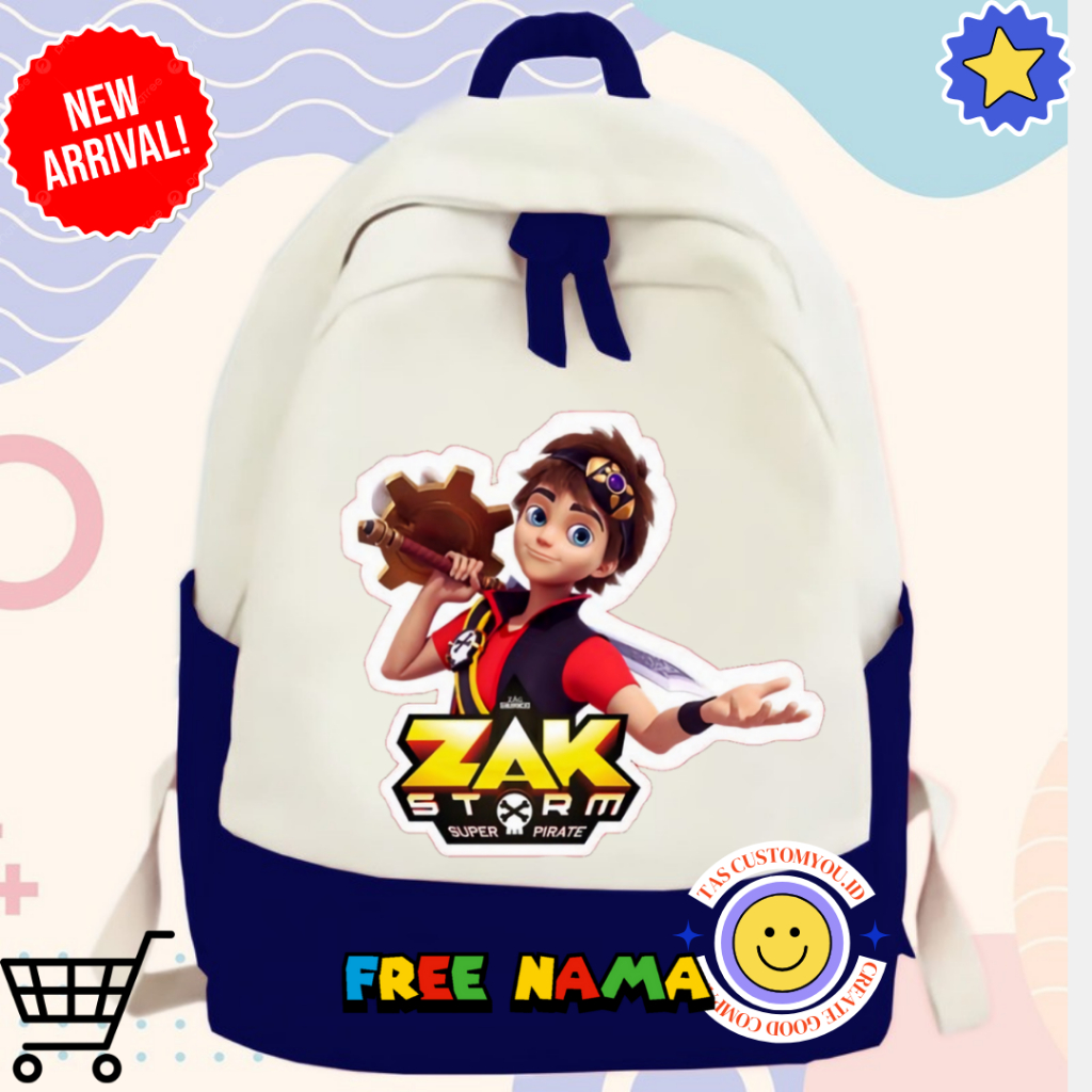 Tas Ransel Sekolah Anak Sd Tk Zak Storm Free Nama