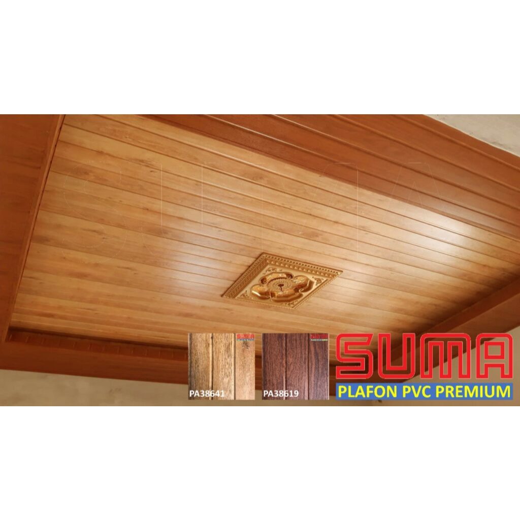 plafon pvc suma panjang 4m serat kayu glossy