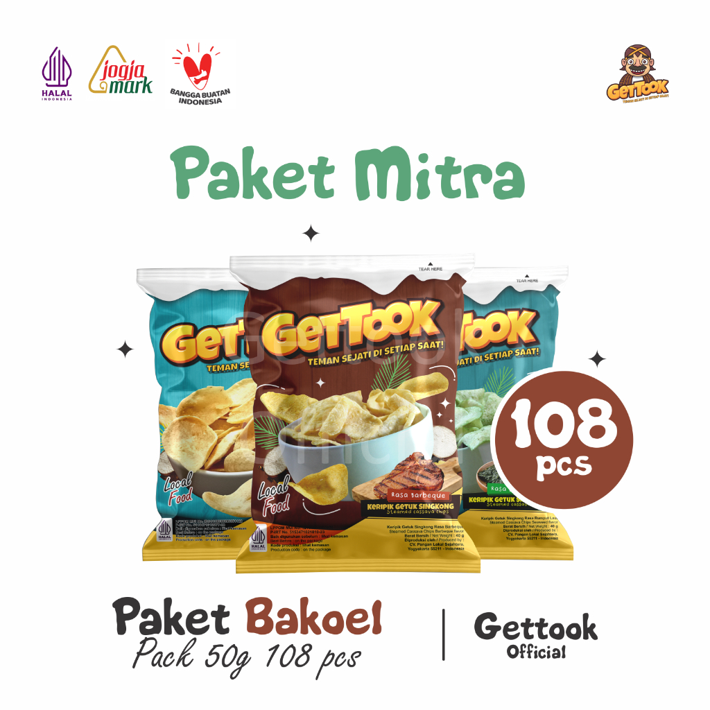 

Gettook Keripik Getuk Paket Hemat atau Mitra 108 pcs 50g