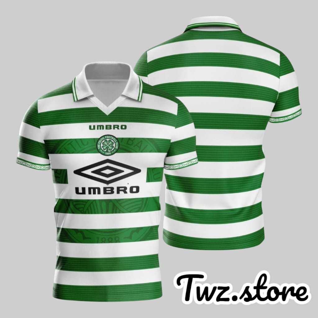 TWZ - JERSEY CELTIC RETRO JERSEY VINTAGE CELTIC FREE NAME AND BACK NUMBER
