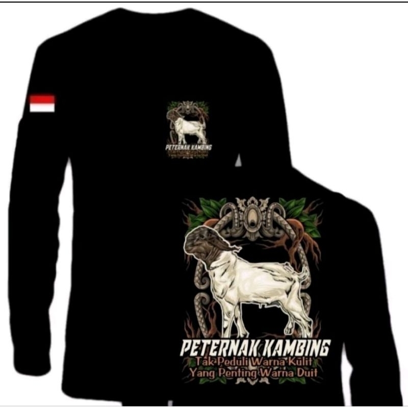 KAOS LENGAN PANJANG PETERNAK KAMBING MOTIF PUTIH