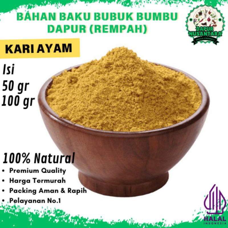 

Bumbu Dapur Bubuk (KARI AYAM BUBUK) Rempah Lengkap Murah Grosir Alami Natural 100% Penyedap Rasa Masakan Halal Premium Quality