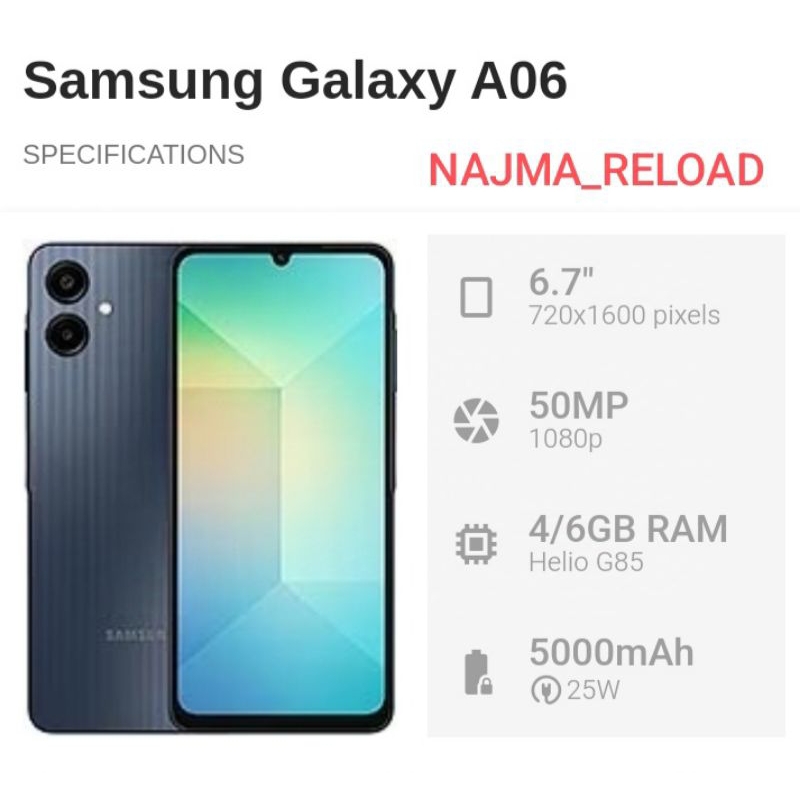 SAMSUNG A06 RAM 4/64. RAM 4/128.- BARU SEGEL GARANSI RESMI