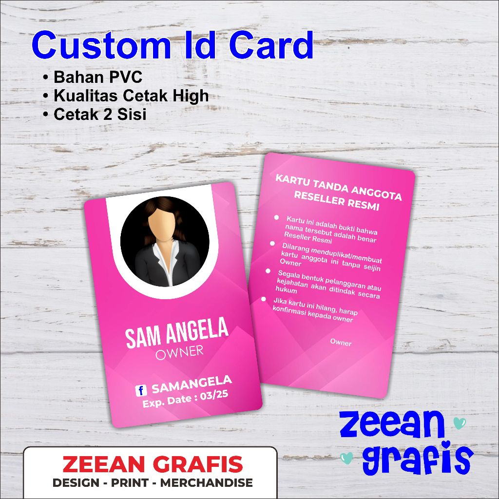 

Cetak ID Card/kartu Anggota/ Kartu Pelajar Bahan PVC Anti Luntur Bisa Satuan