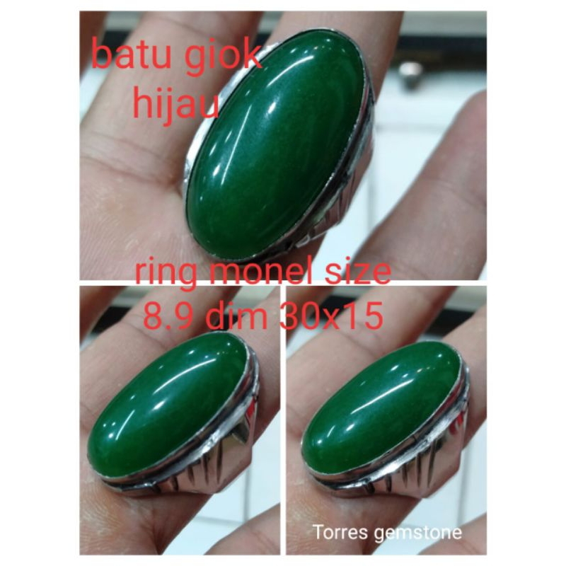 CINCIN BATU AKIK GIOK CINA HIJAU MODEL PANDAN