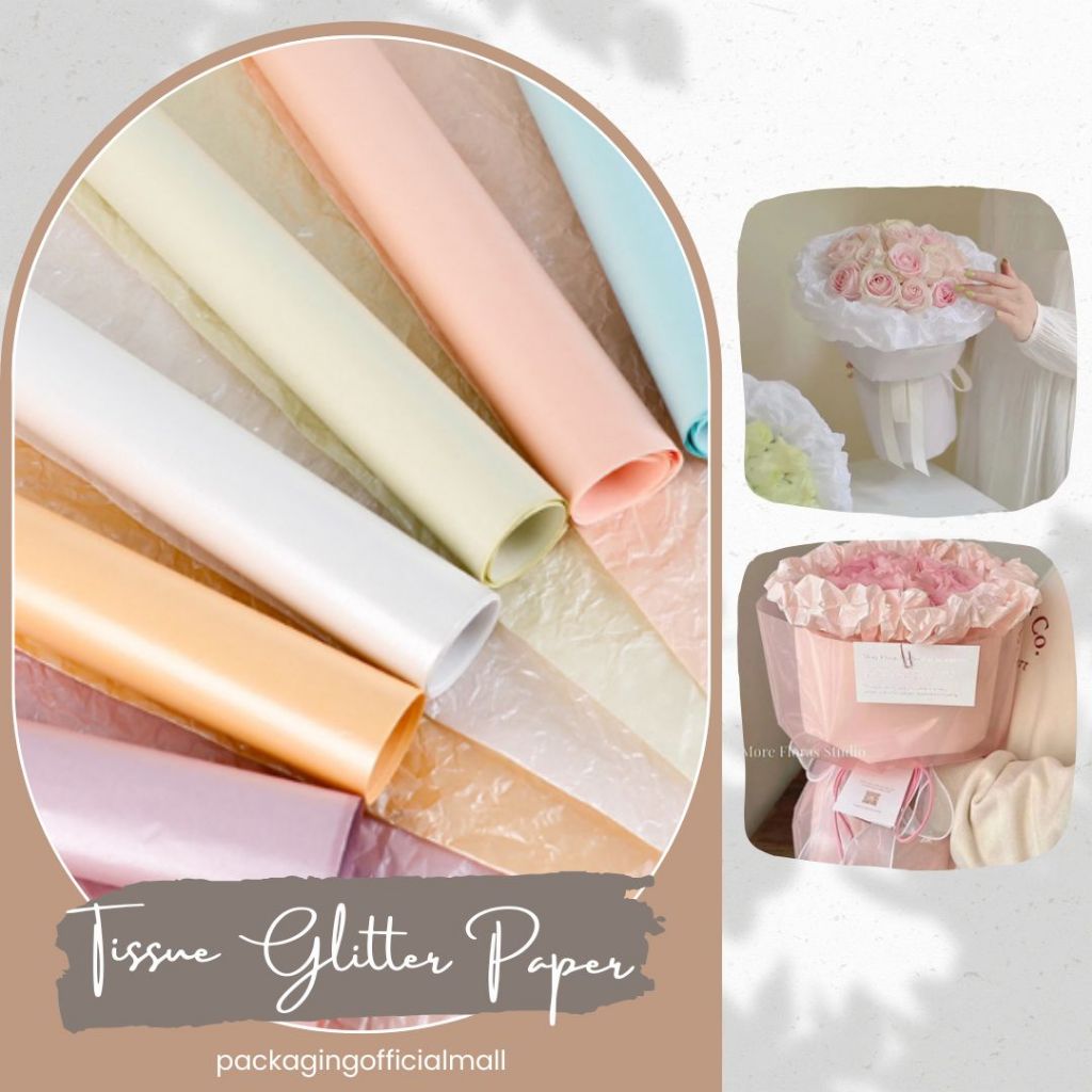 

TISSUE GLITTER PAPER / KERTAS TISU / KERTAS BUKET BUNGA / FLORIST PAPER / CELLOPHANE