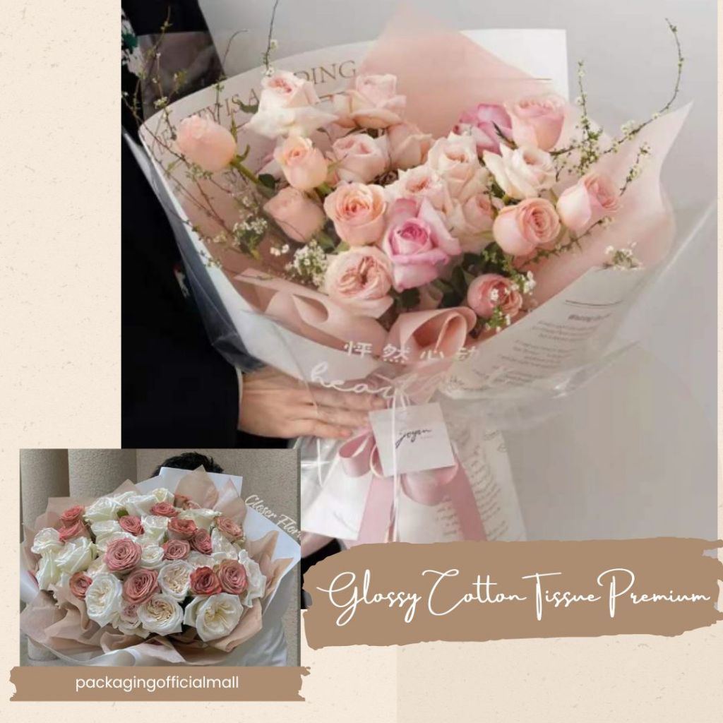 

GLOSSY COTTON TISSUE PREMIUM / KERTAS TISU / KERTAS BUKET BUNGA / FLORIST PAPER / CELLOPHANE