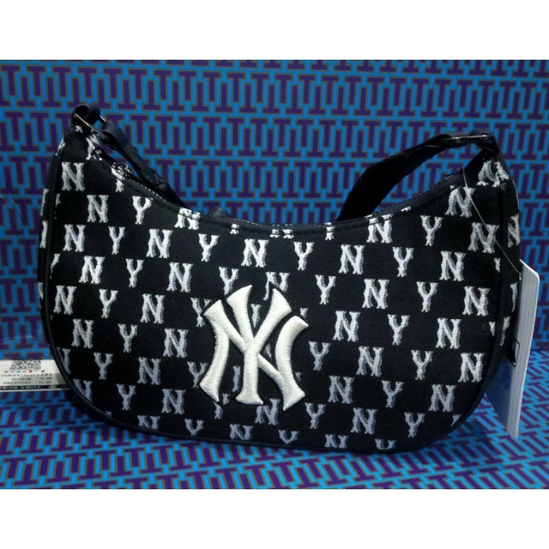 MLB NY Classic Monogram Jacquard Black Hobo Bag