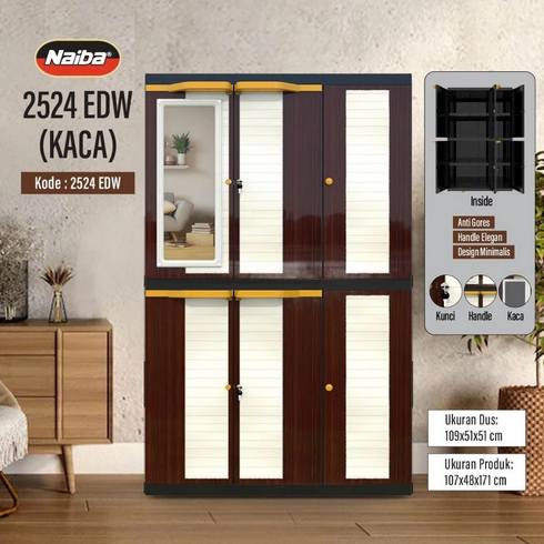 LEMARI PAKAIAN PLASTIK  LEMARI PLASTIK SERBAGUNA JUMBO 3 PINTU 4 SUSUN NAIBA