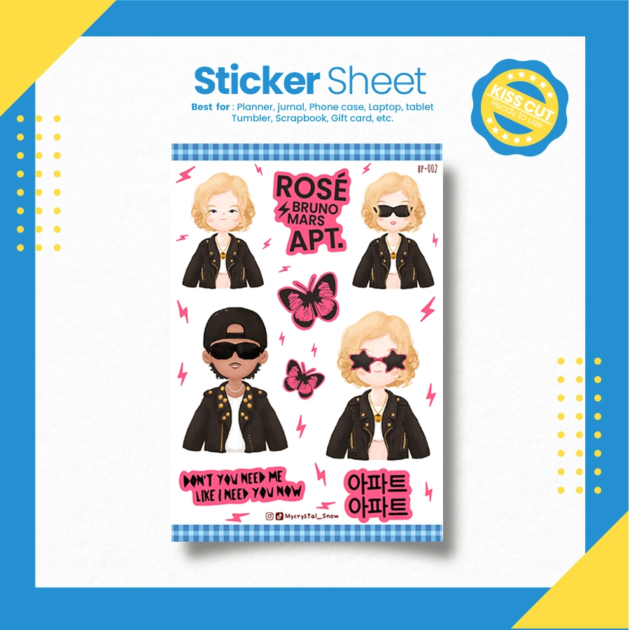 

Sticker Kpop Blackpink Rose & Bruno APT Sticker Sheet [BP-002]