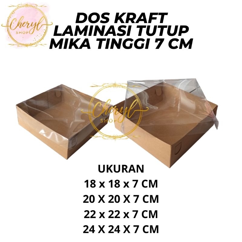 

(10 PCS) DUS / DOS KRAFT LAMINASI TUTUP MIKA TINGGI 7 CM / dus box kardus kotak